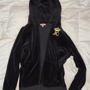 Black Juicy Couture Velour Hoodie with Gold Crown Logo